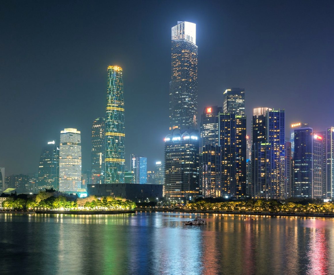 Guangzhou Zhujiang New Town skyline at night — host city of the 140th Canton Fair
