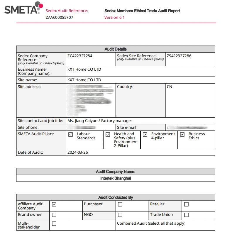 Sedex SMETA audit